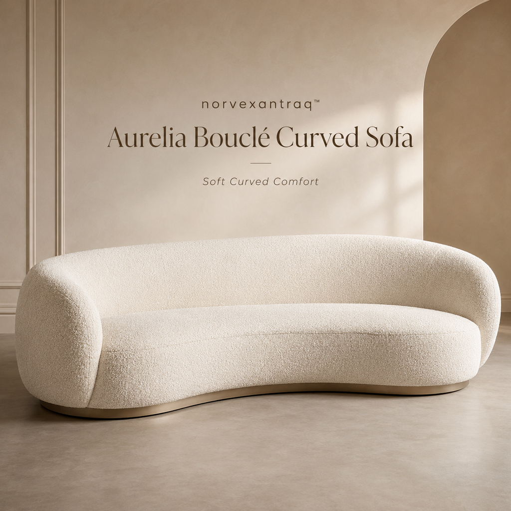 Aurelia Bouclé Curved Sofa